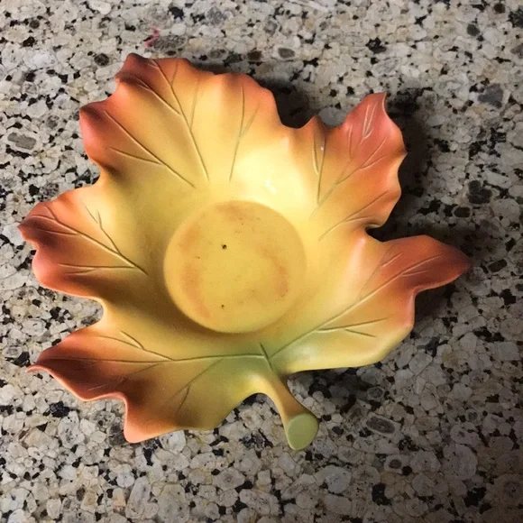 Orange/Mustard Leaf Partylite Candle Holders - Picture 1 of 5